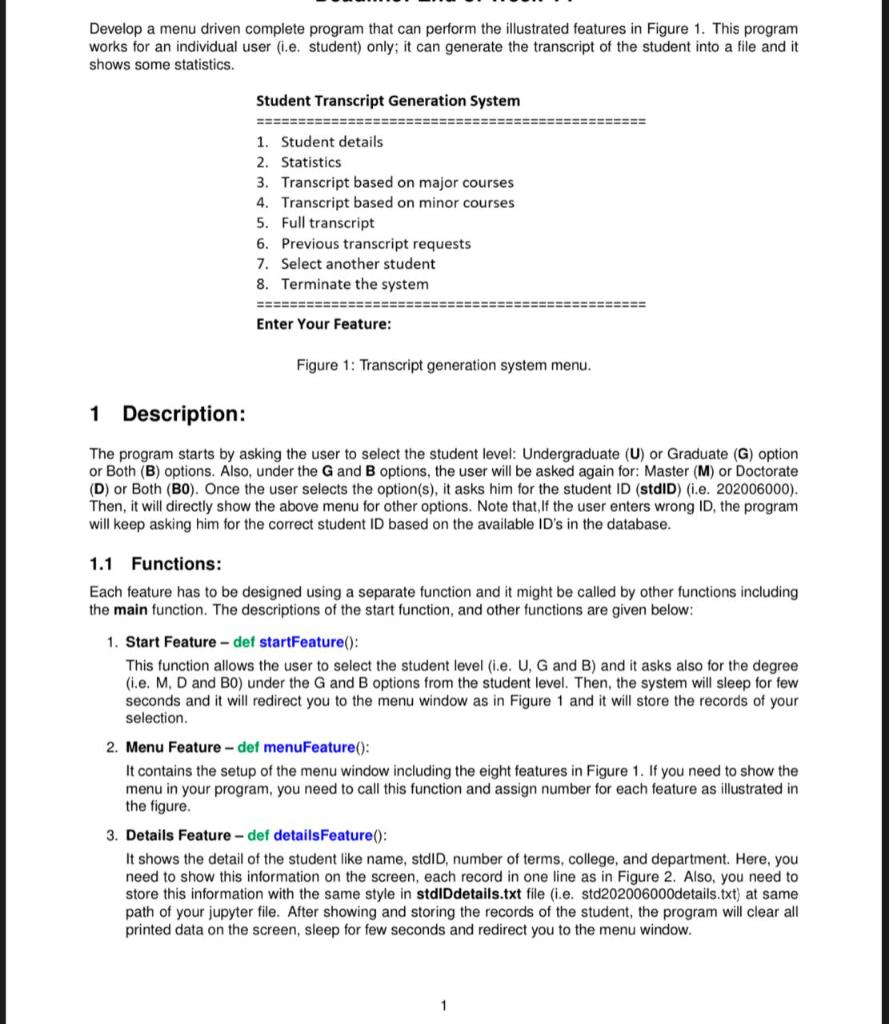 Develop a menu driven complete program that can | Chegg.com