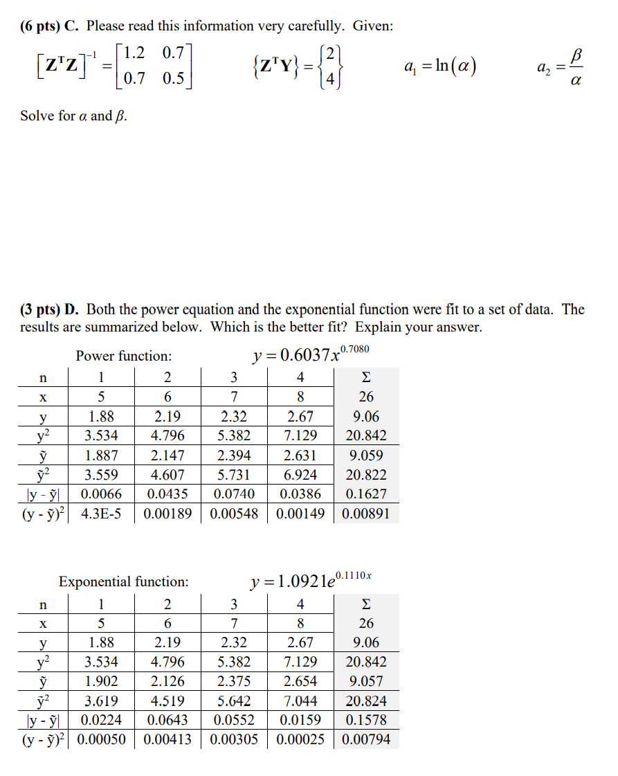 Solved Score: Name: Problem 2. Least Squares Curve Fitting | Chegg.com