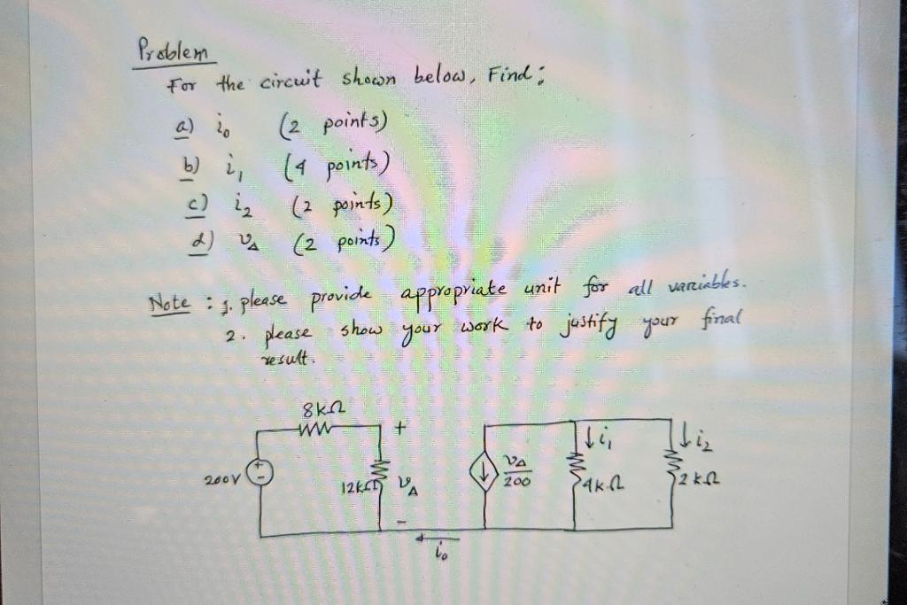 Solved Problem For The Circuit Shown Below, Find: A) Io (2 | Chegg.com