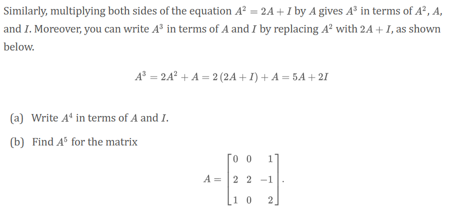 Solved The Cayley-Hamilton Theorem is useful for calculating | Chegg.com