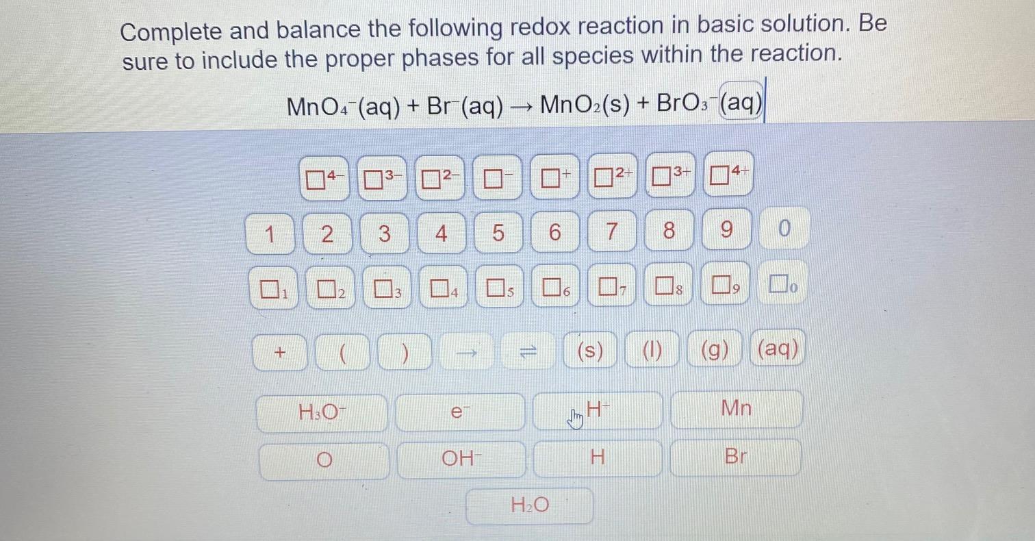 Solved Complete And Balance The Following Redox Reaction In | Chegg.com