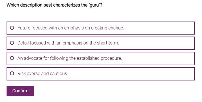 Solved Which description best characterizes the "guru"? | Chegg.com