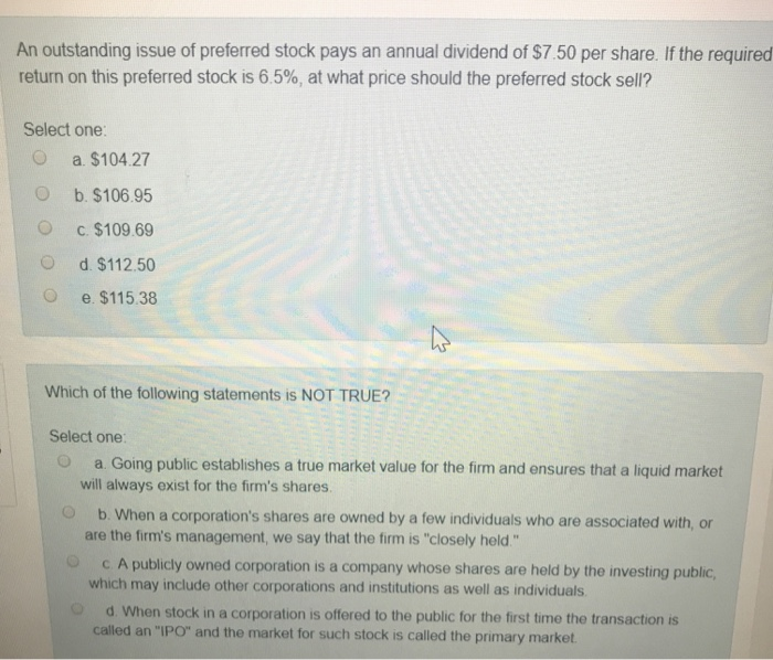 solved-an-outstanding-issue-of-preferred-stock-pays-an-chegg