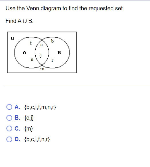 Solved Use the Venn diagram to find the requested set. Find | Chegg.com