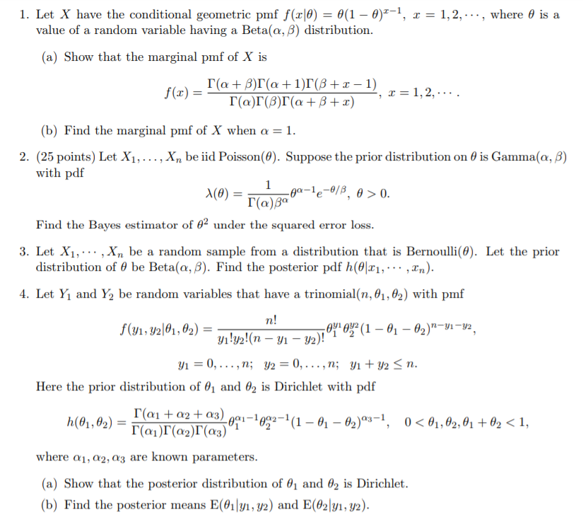 Solved 1. Let X have the conditional geometric pmf | Chegg.com