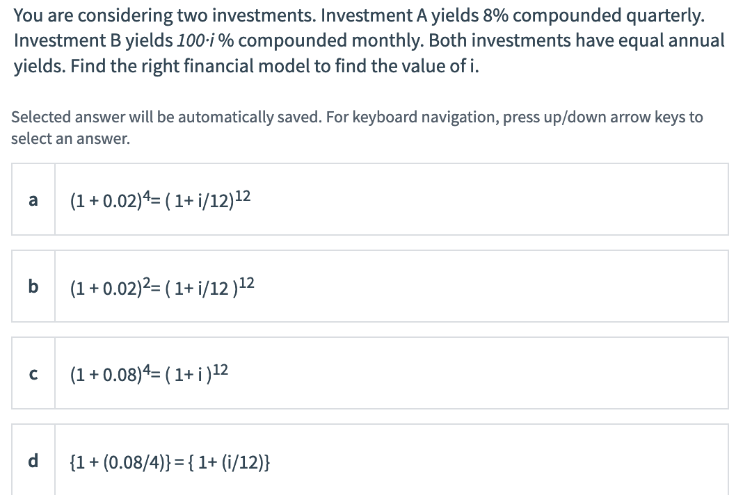 Solved You are considering two investments. Investment A | Chegg.com