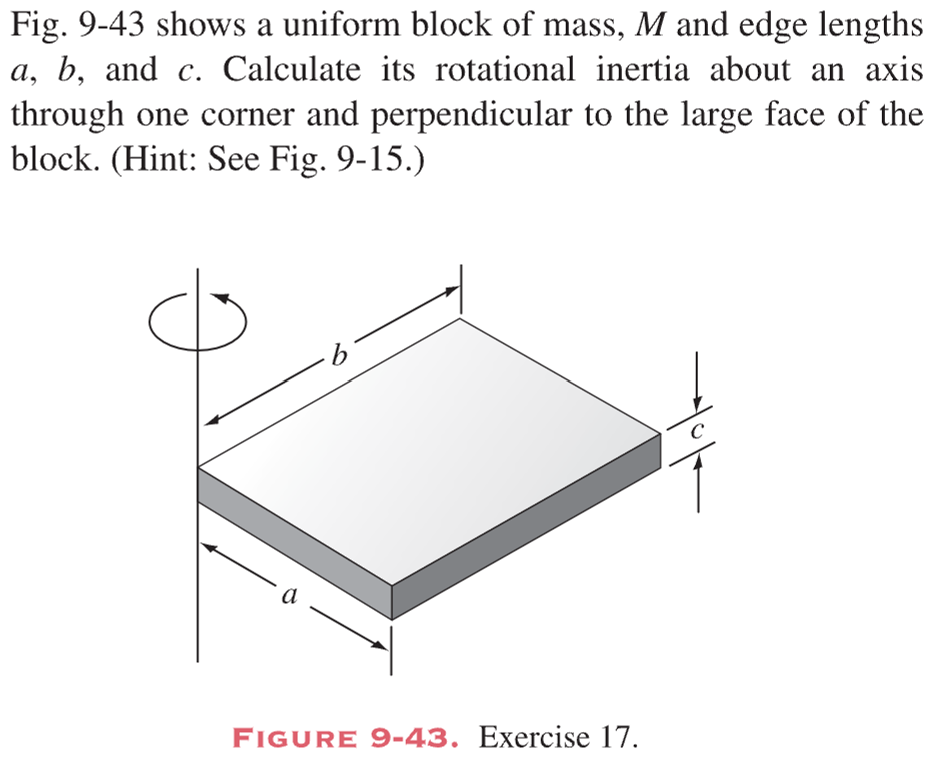 Solved Fig. 9-43 shows a uniform block of mass, M and edge | Chegg.com