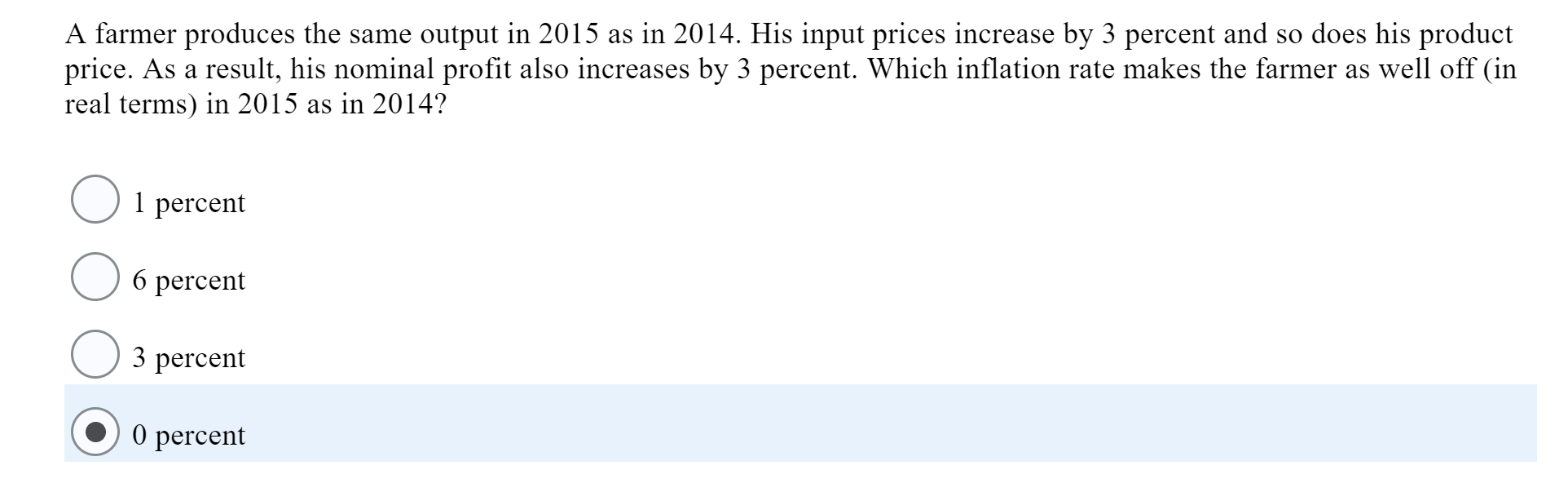 Solved A farmer produces the same output in 2015 as in 2014. | Chegg.com