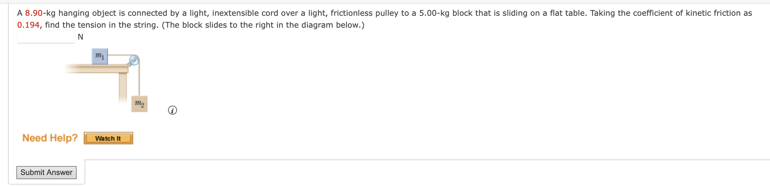 Solved 0.194 , ﻿find the tension in the string. (The block | Chegg.com