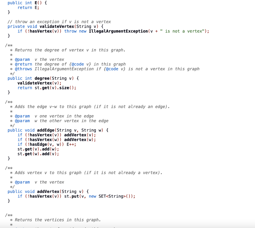 Solved below is Graph.java. Please add these three methods | Chegg.com