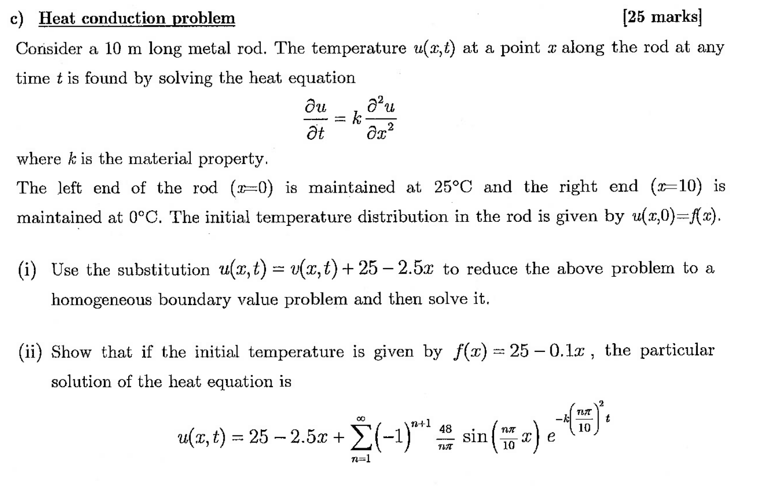 Solved a²u c) Heat conduction problem [25 marks Consider a | Chegg.com