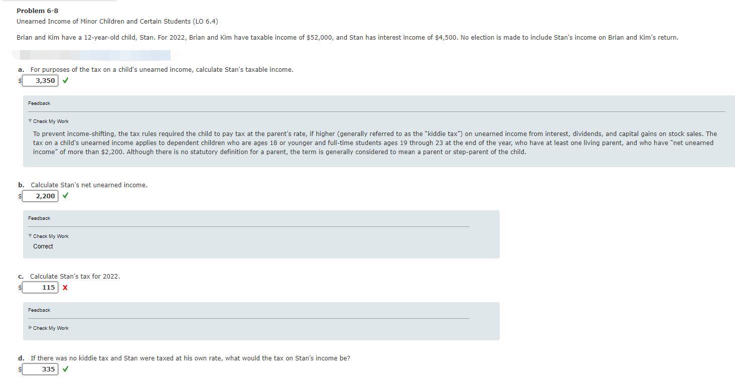 Solved Problem 68 Unearned of Minor Children and