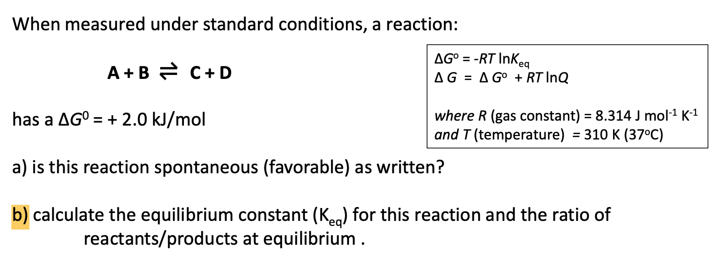 Solved When Measured Under Standard Conditions A Reactio Chegg Com