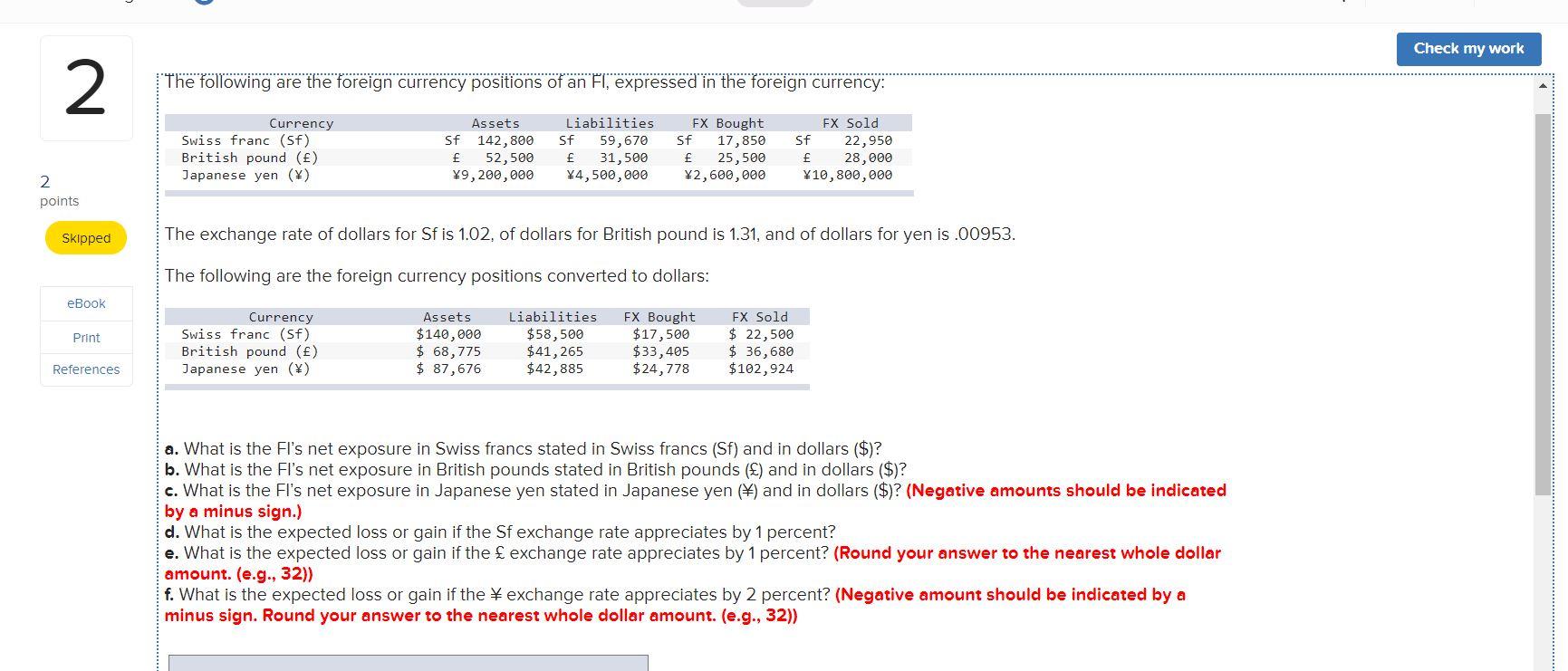 Solved Check My Work 2 The Following Are The Foreign | Chegg.com