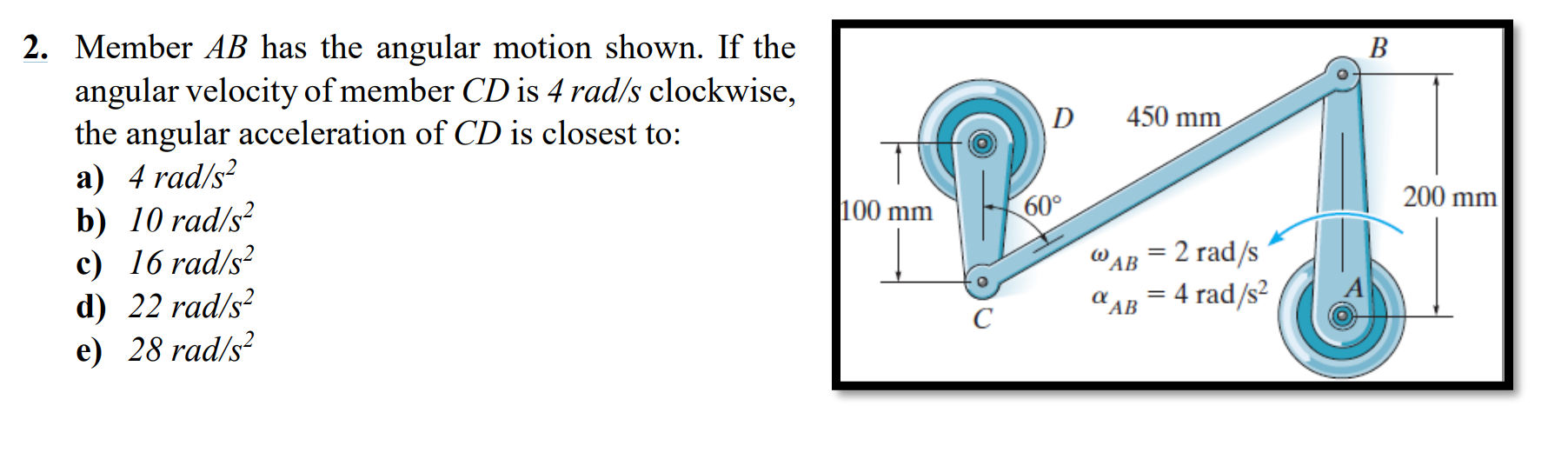 Solved B D 450 Mm 2. Member AB Has The Angular Motion Shown. | Chegg.com