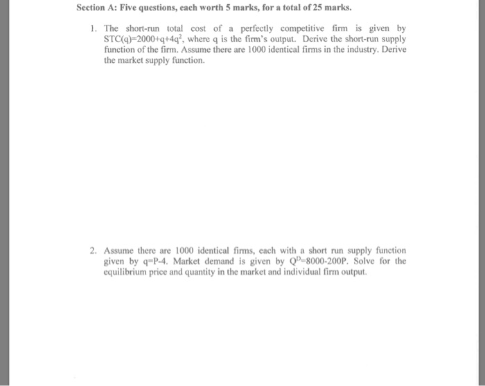 Solved Section A: Five questions, each worth 5 marks, for a | Chegg.com