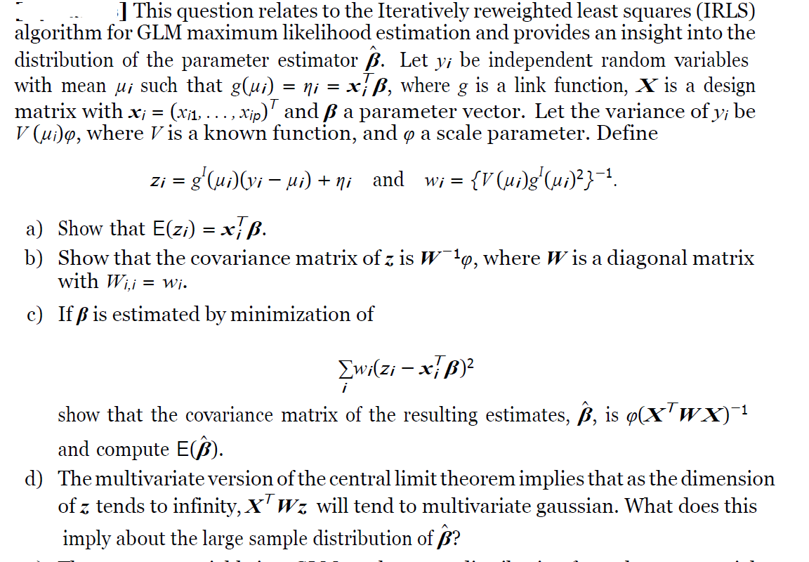 This Question Relates To The Iteratively Reweigh Chegg Com