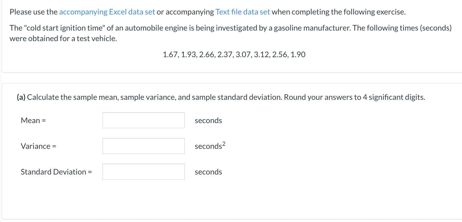 Solved Please use the accompanying Excel data set or | Chegg.com