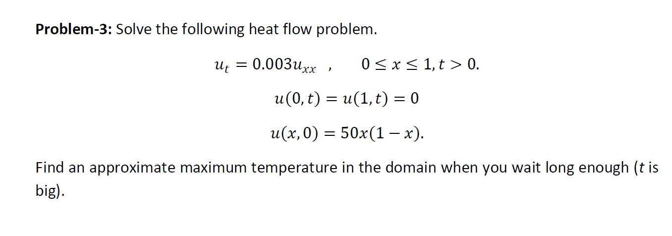 Solved Problem-3: Solve the following heat flow problem. Ut | Chegg.com