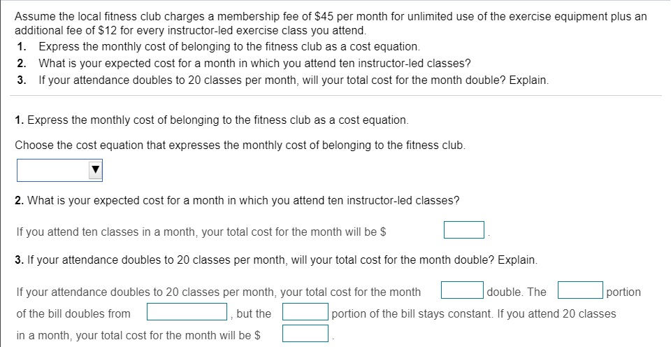 Answered: A gym charges $45 per month and a $75…