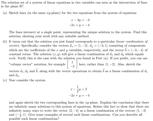 Solved The solution set of a system of linear equations in | Chegg.com
