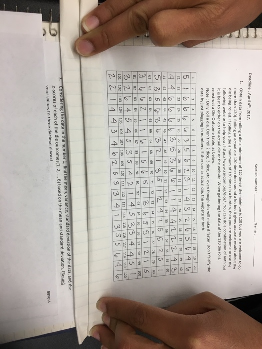 Solved Obtain data from rolling a die a minimum of 120 times