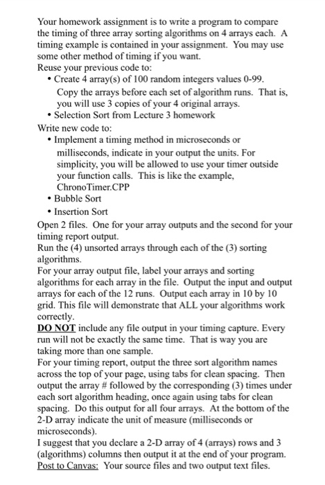 Solved Your homework assignment is to write a program to | Chegg.com
