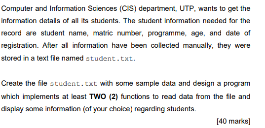 Solved Computer and Information Sciences (CIS) department, | Chegg.com