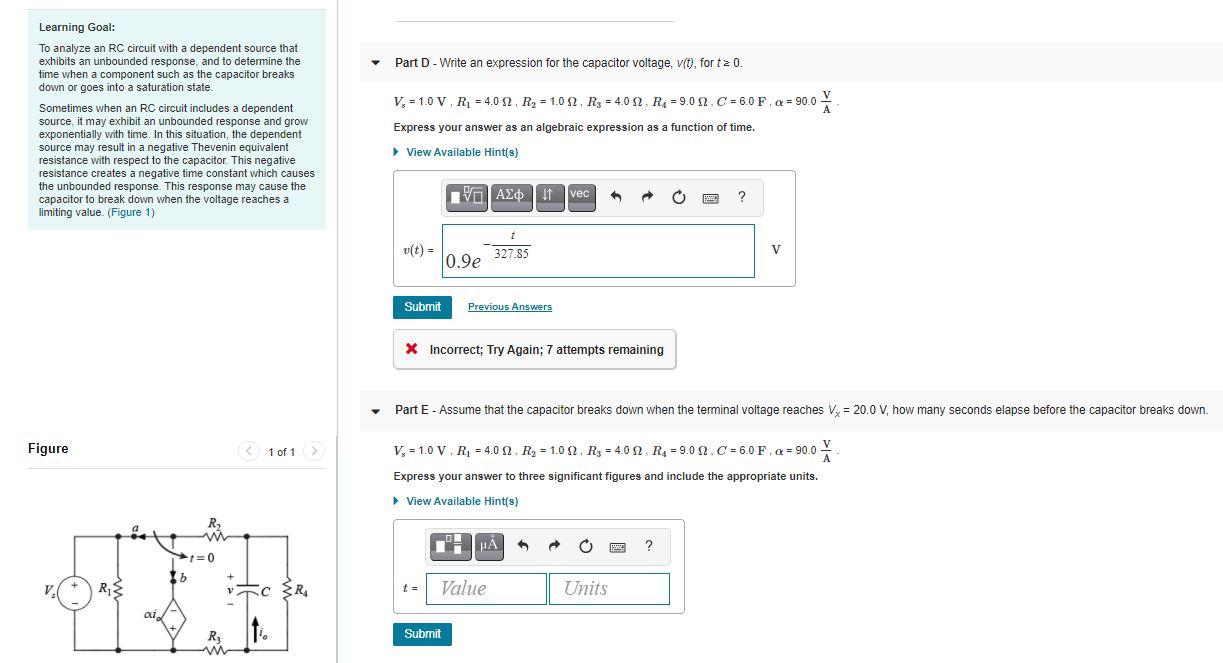 Solved Part A Find the initial voltage across the