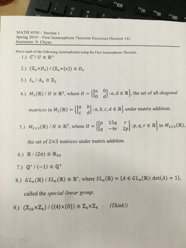 Solved FS 回 F6 2 MATH 4550 Section 1 Spring 2019 - First | Chegg.com