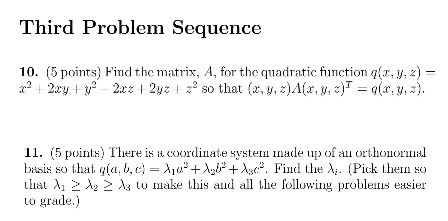 Solved Third Problem Sequence = 10. (5 points) Find the