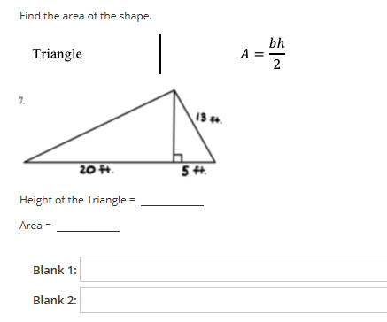 find the area of a triangle whose height is