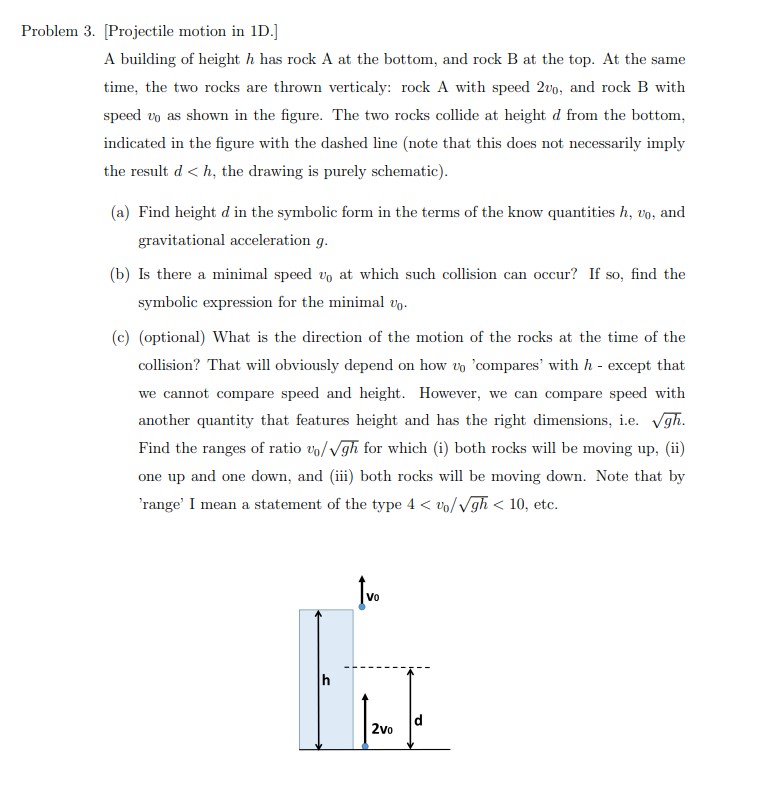 Solved Problem 3. [Projectile motion in 1D.]A building of | Chegg.com