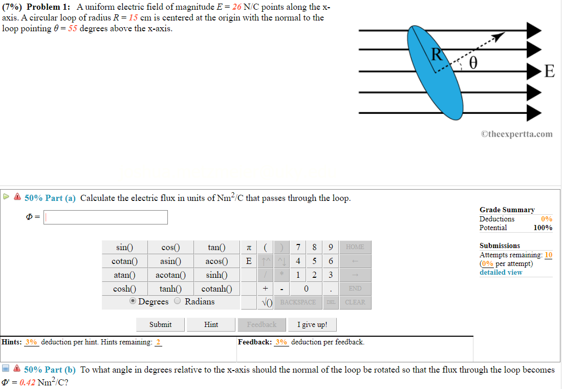 Solved 7 Problem 1 A Uniform Electric Field Of Magnit Chegg Com