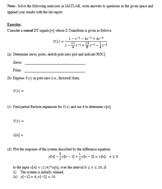 Solved Note:- Solve the following exercises in MATLAB, write | Chegg.com