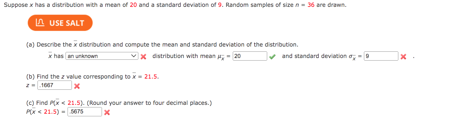 Solved Suppose x has a distribution with a mean of 20 and a | Chegg.com