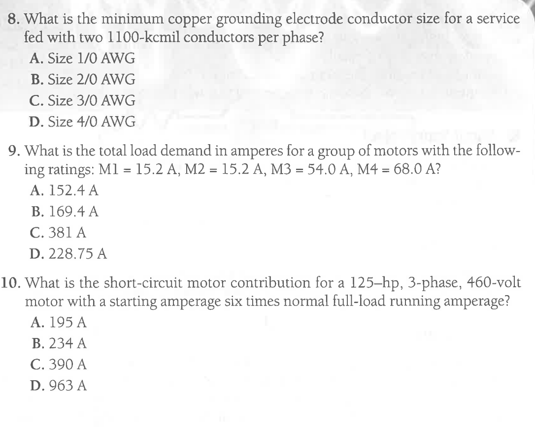 Solved 8. What is the minimum copper grounding electrode | Chegg.com