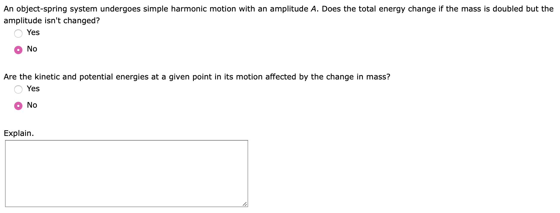 Solved An object-spring system undergoes simple harmonic | Chegg.com