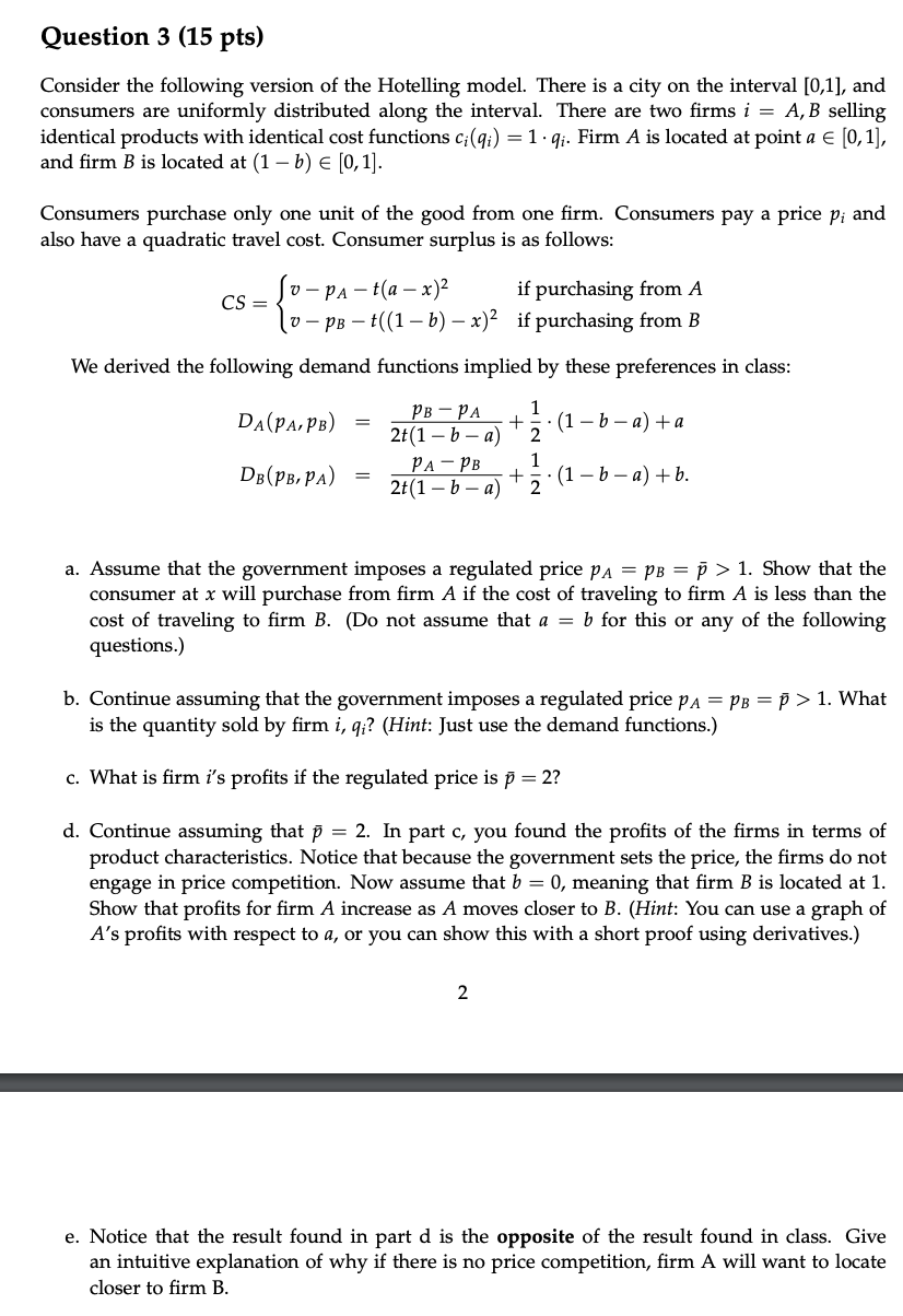 Solved Question 3 (15 Pts) Consider The Following Version Of | Chegg.com