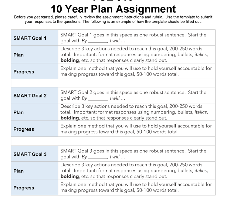 10 year plan assignment