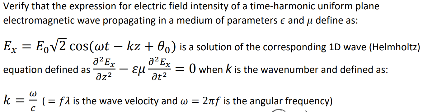 Solved Verify that the expression for electric field | Chegg.com