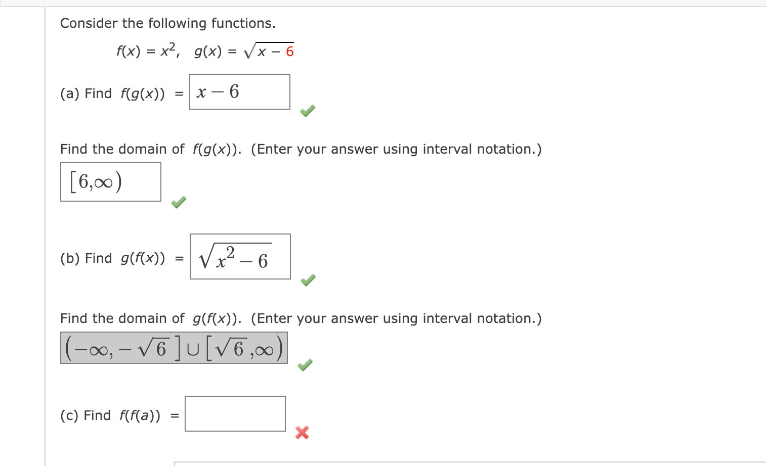 Solved Consider The Following Functions F X X2 G X X−6