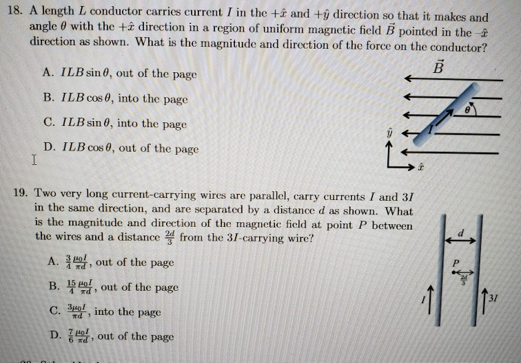 Solved 18 A Length L Conductor Carries Current I In The Chegg Com