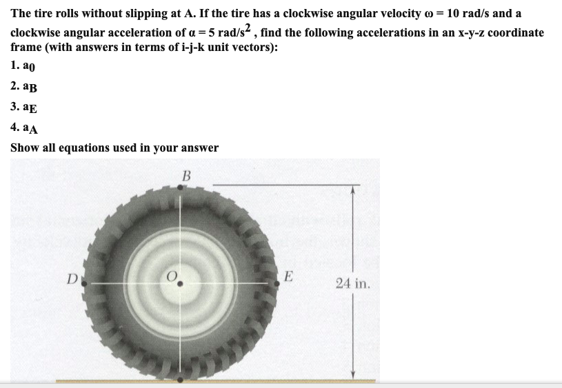 Solved The tire rolls without slipping at A. If the tire has | Chegg.com