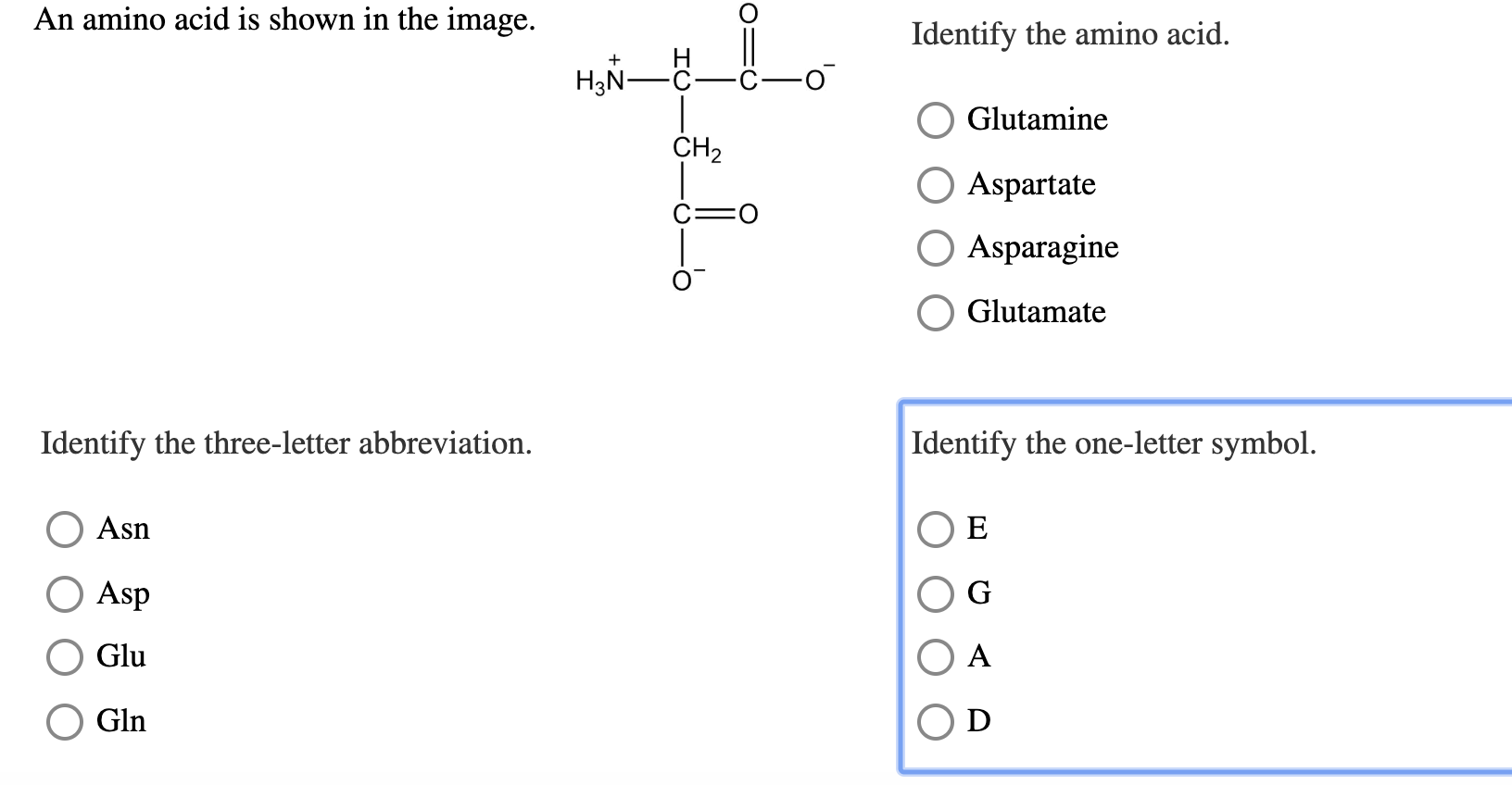 Solved An Amino Acid Is Shown In The Image Identify The Chegg Com