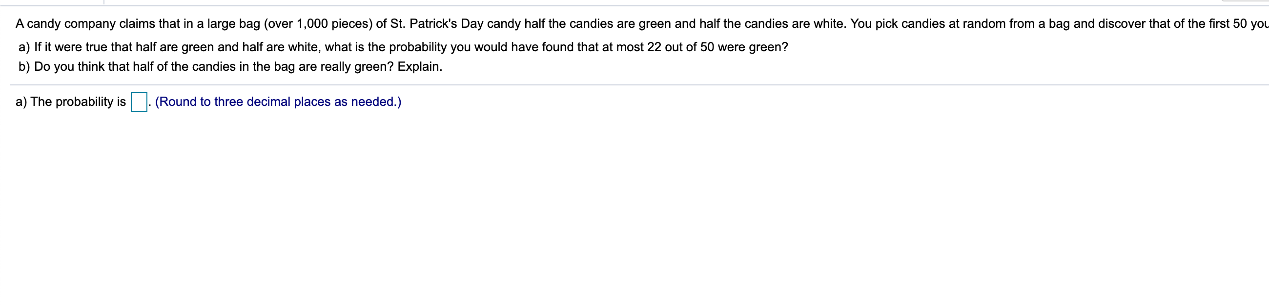 Solved A candy company claims that in a large bag (over | Chegg.com