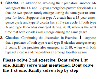 Solved 1. Cicadas. In addition to avoiding their predators, | Chegg.com