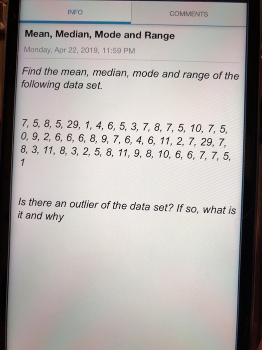 Mean Median Mode Range Outlier