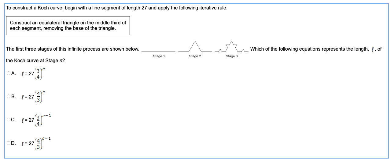 Solved To Construct A Koch Curve, Begin With A Line Segment | Chegg.com