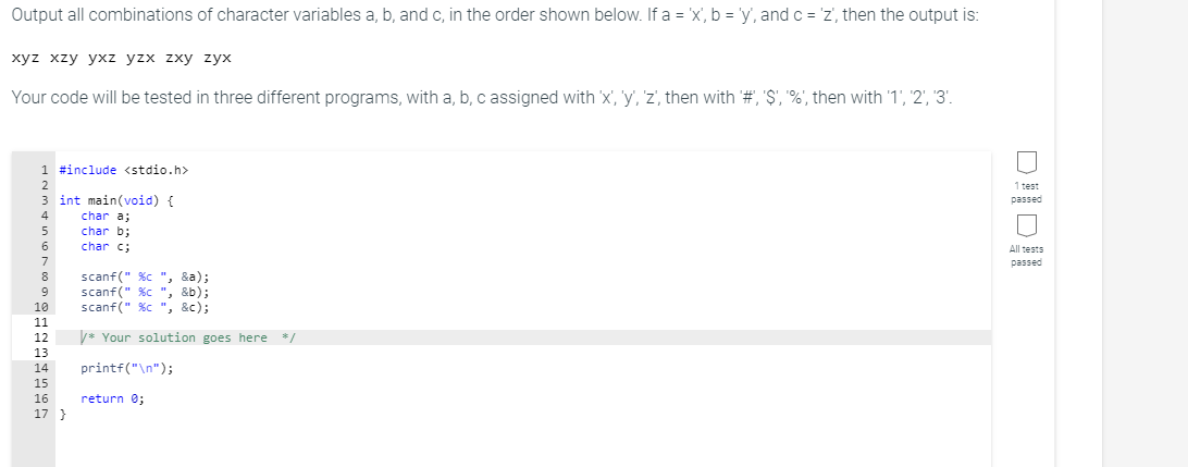 Solved Output All Combinations Of Character Variables A B Chegg